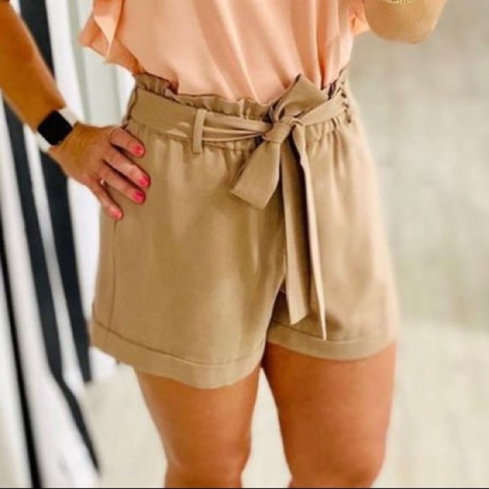Jade Melody Tam Paperbag High Waisted Tan Shorts